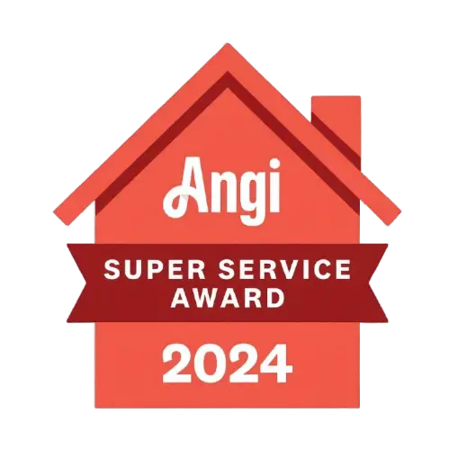 Angi Super Service Award 2024 in the shape of a house